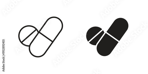 Pills icons. Vector illustration. Editable stroke. Isolated icon suitable for web,