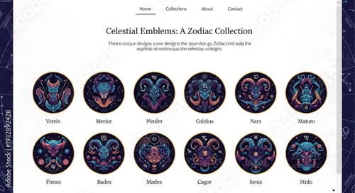 Celestial Constellations - A Zodiac Collection Depicting Astrological Symbols.