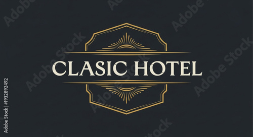 Elegant Clasic Hotel Logo Design with Decorative Elements and Text.