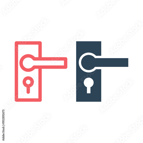 Lock vector icons set, door handle icon in trendy flat style.