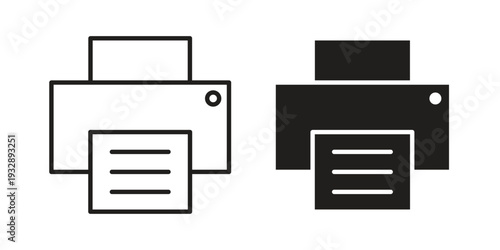 Print icons. Vector illustration. Editable stroke. Isolated icon suitable for web,