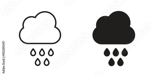 Rain icons. Vector illustration. Editable stroke. Isolated icon suitable for web,