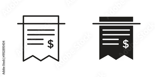Receipt icons. Vector illustration. Editable stroke. Isolated icon suitable for web,