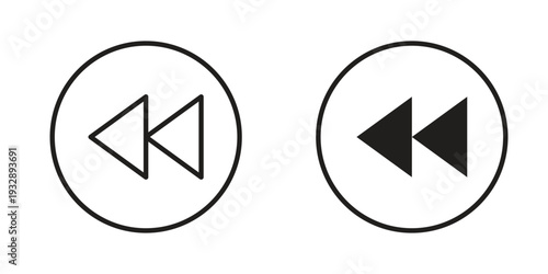 Rewind button icons. Vector illustration. Editable stroke. Isolated icon suitable for web,
