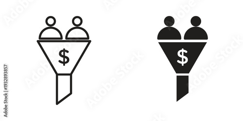sales conversion icons. Vector illustration. Editable stroke. Isolated icon suitable for web,
