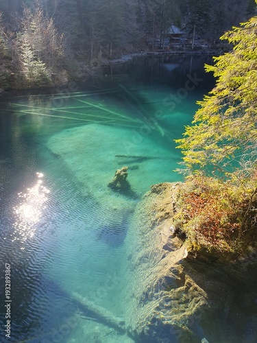 Der Blausee ist trotz seiner geringen Grösse einer der bekanntesten Bergseen der Schweiz. Er ist ein beliebtes Ausflugsziel im Berner Oberland.