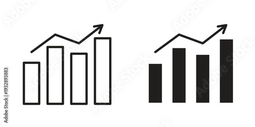 Sales growth icons. Vector illustration. Editable stroke. Isolated icon suitable for web,