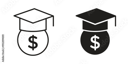 Scholarship icons. Vector illustration. Editable stroke. Isolated icon suitable for web,