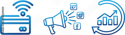 Wireless Payment and Fintech Icons