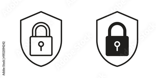 Shield lock icons. Vector illustration. Editable stroke. Isolated icon suitable for web,