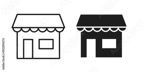 Shop icons. Vector illustration. Editable stroke. Isolated icon suitable for web,