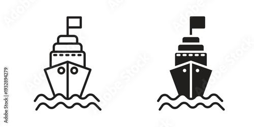 Ship icons. Vector illustration. Editable stroke. Isolated icon suitable for web,