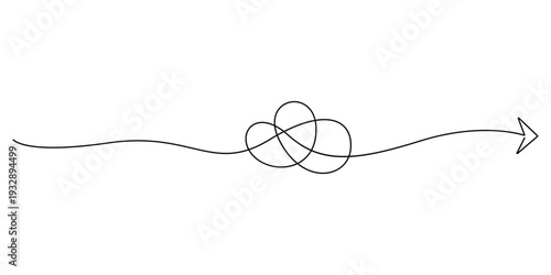 Arrow chaos mindset mess continuous one line art drawing vector illustration
