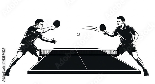 Two athletes engaged in a competitive game of table tennis.