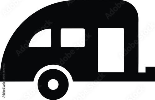 teardrop trailer silhouette line art vector illustration on transparent background