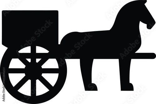 roman chariot silhouette line art vector illustration on transparent background