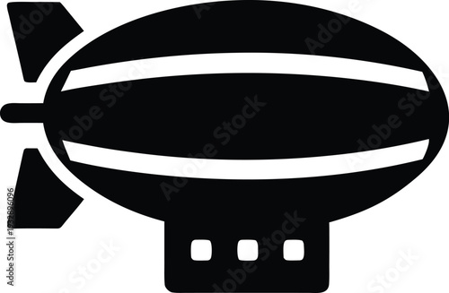 passenger airship modern silhouette line art vector illustration on transparent background