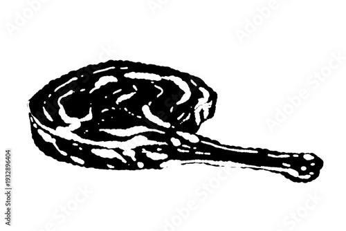 Raw Bone-in Tomahawk Beef Steak Angle Monochrome