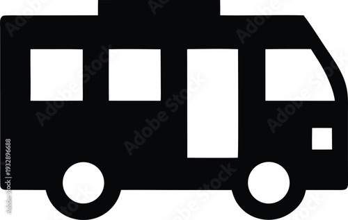 hydrogen powered bus silhouette line art vector illustration on transparent background