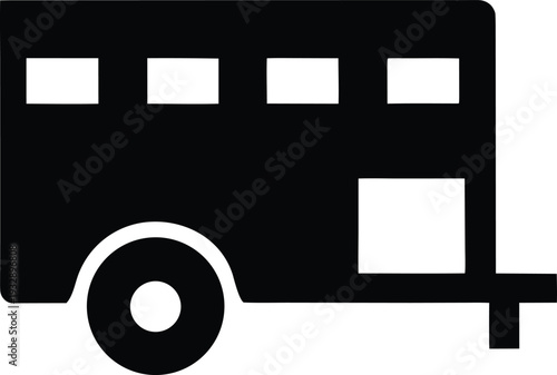 horse trailer silhouette line art vector illustration on transparent background