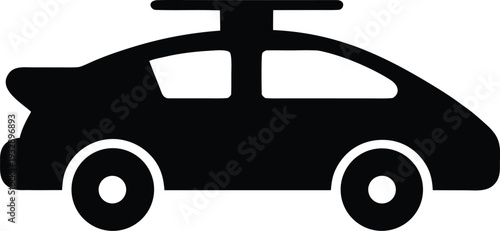 flying car concept silhouette line art vector illustration on transparent background
