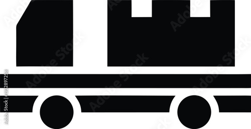 flatbed trailer silhouette line art vector illustration on transparent background