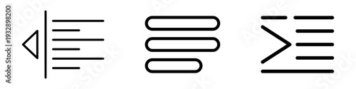 Vector icon set showing various text alignment and list formatting options