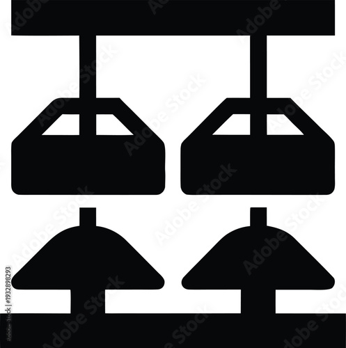 bicycle elevator silhouette line art vector illustration on transparent background