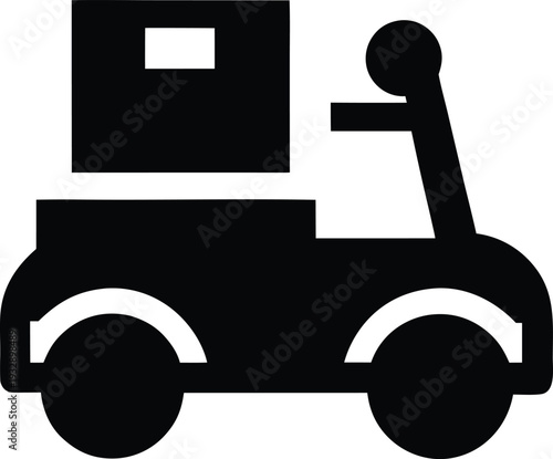 autonomous delivery robot silhouette line art vector illustration on transparent background