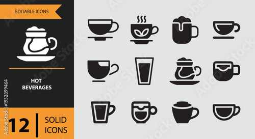 Cozy Hot Beverage Icons for Coffee Tea and Cafes