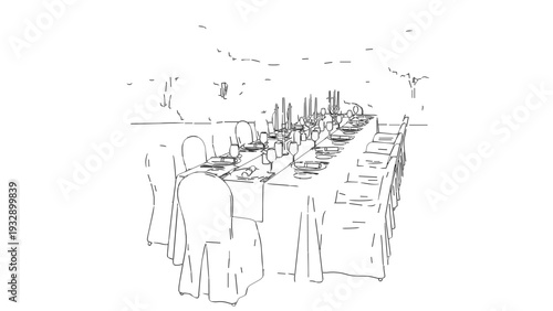 Elegant dinner table setting for formal event or wedding reception