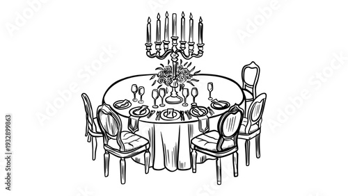 Elegant dining table set for a formal dinner party