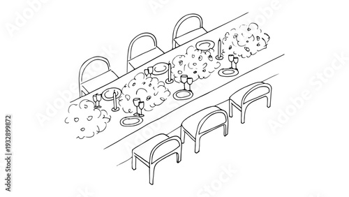 Elegant dining table setting with wine glasses and plates