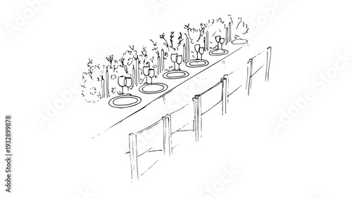 Elegant dining table setting with wine glasses and plates