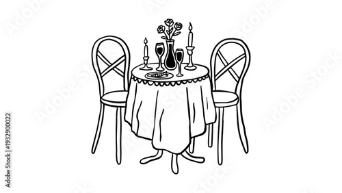 Elegant dinner setup for two in modern restaurant