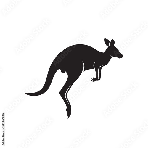 Full Body Kangaroo Black Silhouette Vector Standing Pose Australian Wildlife Marsupial Animal Graphic Art Design Icon Isolated White Background EPS Flat Print