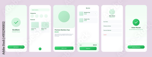 "The visual mood is refreshing, clean, and ethically conscious. A soft mint green and white palette creates a sense of serenity and trust, perfectly aligning with a sustainable brand identity. 