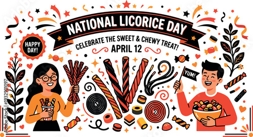 Happy couple celebrating National Licorice Day with sweet treats