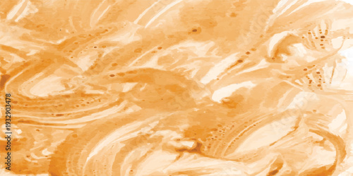 Abstract watercolor background with vibrant orange and yellow paint splashes on vintage paper texture creates a colorful grunge art illustration