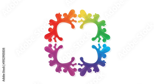 Colorful illustration of a Holi Festival Day Frame with a rainbow design on a blank white background