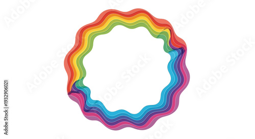 Colorful rainbow frame design with wavy border in red, orange, yellow, green, blue, and pink hues on a white background for Holi Festival Day decoration or business presentation layout