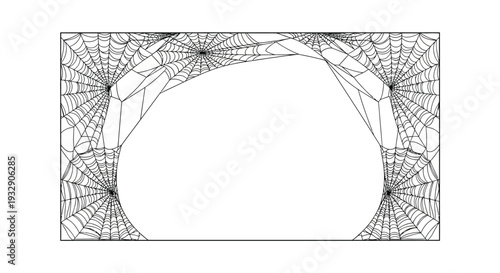 Intricate spiderweb forming an archway with a blank space, silhouette