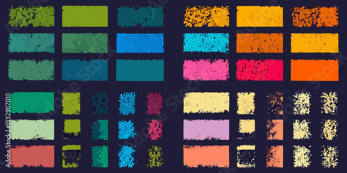 Abstract arrangement of rectangular blocks in various vibrant colors