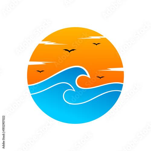 A beach or coastal logo with simple ocean waves.