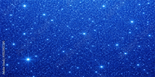 Blue Glitter Bokeh Background with Sparkling Shimmer and Twinkling Star Light Texture