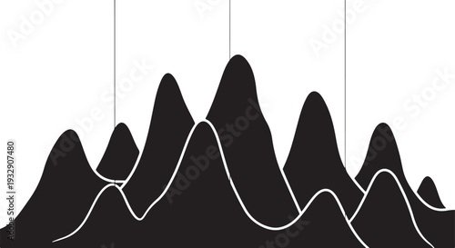 Modern Scandinavian mountain wall art design featuring minimalist Nordic landscape peaks in a clean geometric style