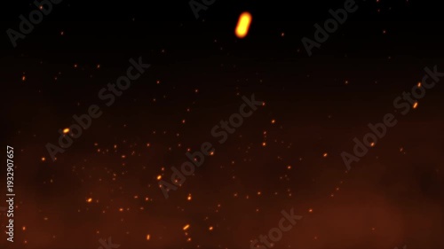 4k stock | Orange cloud smoke fire sparks rising up video overlay motion alpha channel embers particles background effect suitable for dramatic scenes, magical effects, or energetic backgrounds.