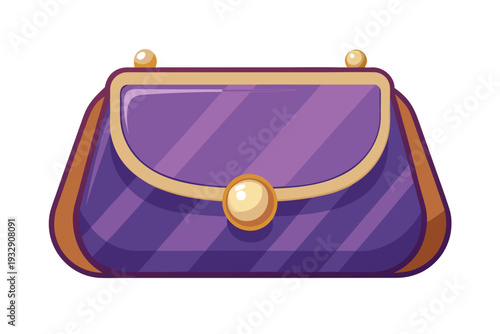 Elegant purple clutch bag with gold accents and glossy finish perfect for evening events and fashionable occasions