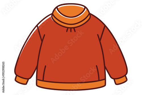 Cozy orange sweater with collar and cuffs in simple cartoon style on white background perfect for casual wear