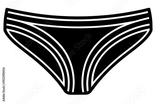 Monochrome graphic underwear design with wavy line pattern and geometric elements on black and white background